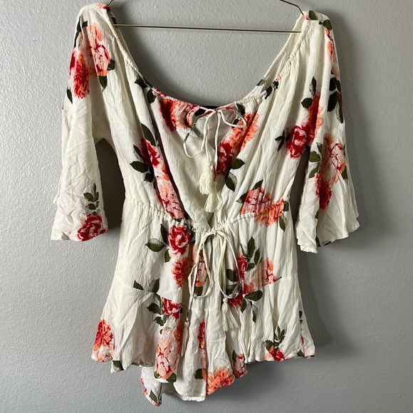 Vici Pants - Vici White Floral Swing Romper